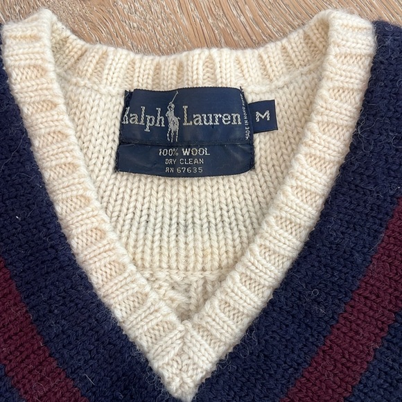 Vintage Ralph Lauren RLL wool Varsity Collegiate Sweater Medium Preppy - Picture 3 of 6